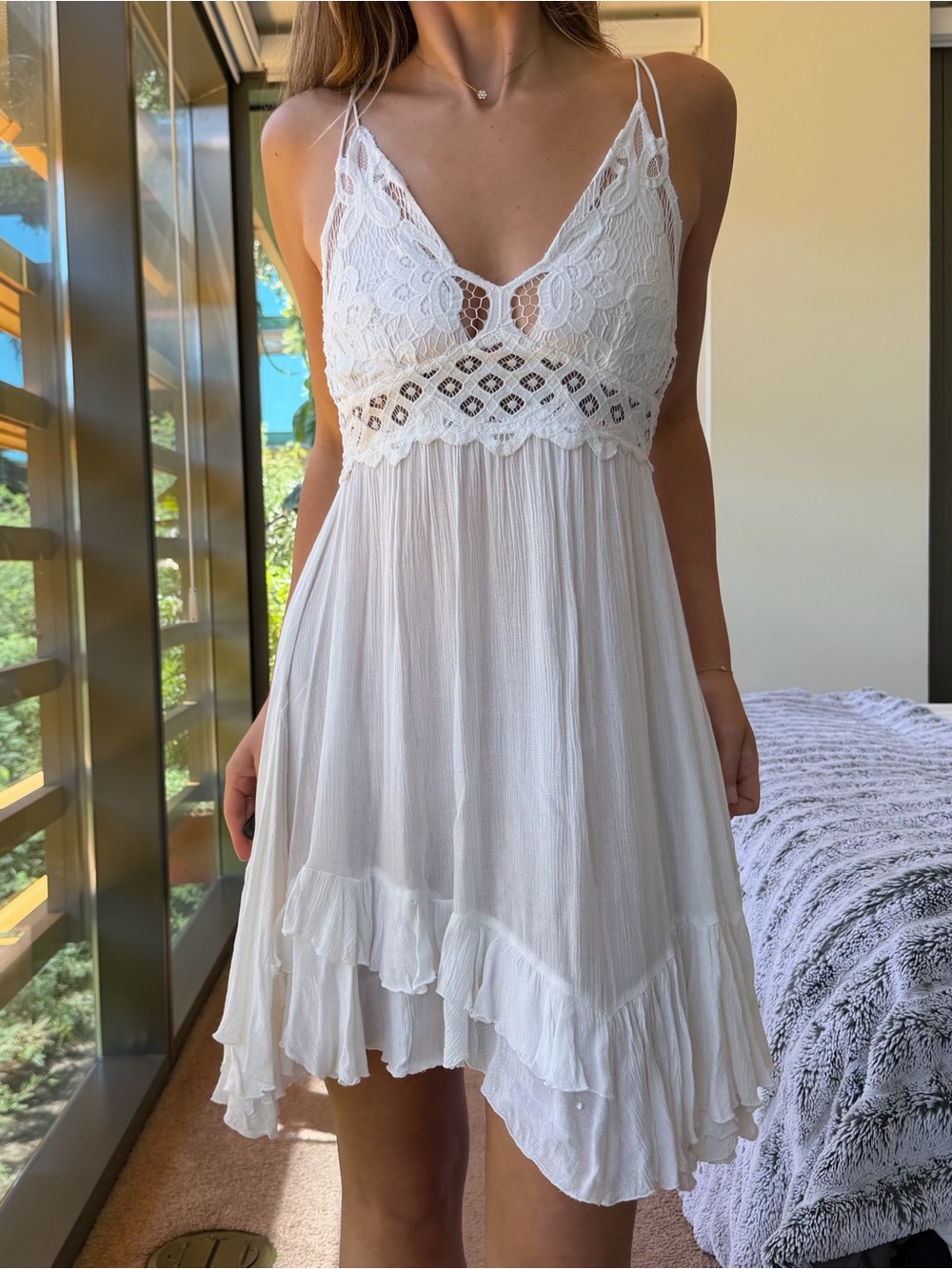 Free People White Adela Slip Summer Dress